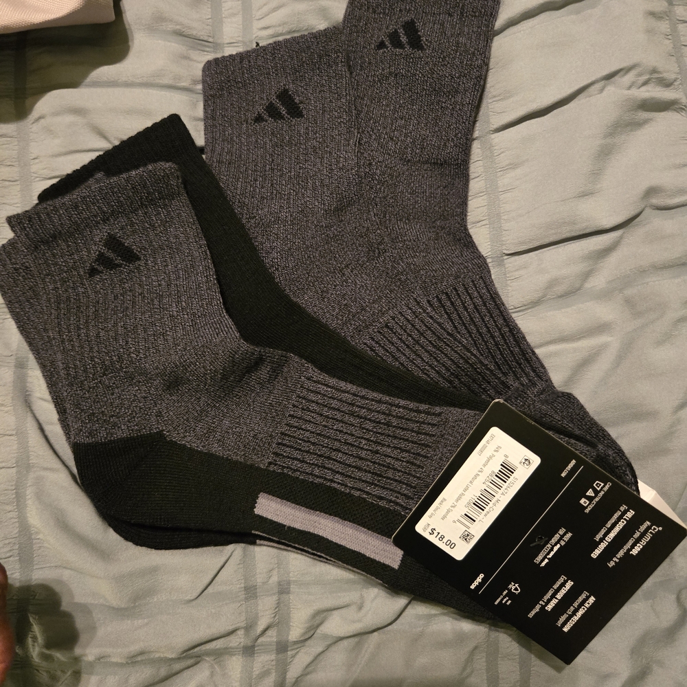 adidas Men's Athletic Socks in Black and Gray